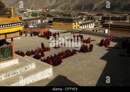 Labrang Monastery during Tibetan New Year celebrations, Gansu Province, China Stock Photo