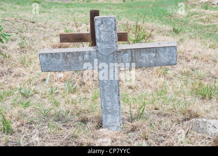 Grave sites in the historic Lincoln Cemetery are adorned with crosses. Stock Photo