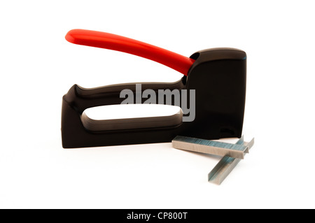 manual stapler with staples stack isolated on white background Stock Photo
