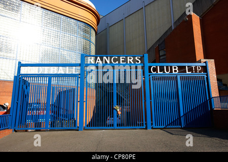 Ibrox stadium home ground to Glasgow Rangers FC under blue sky Glasgow Scotland Stock Photo