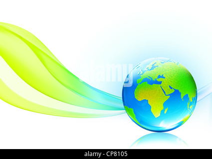 illustration of Glossy Earth Map Globe on dark blue glowing background ...