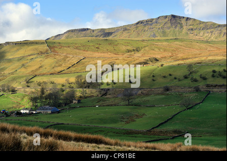 Hill Hall Farm, Swarth Fell and Wild Boar Fell. Mallerstang, Yorkshire Dales National Park, Cumbria, England, United Kingdom. Stock Photo