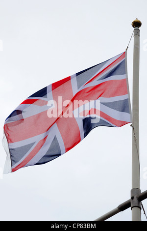 Reverse side of Union flag on flag pole. Stock Photo