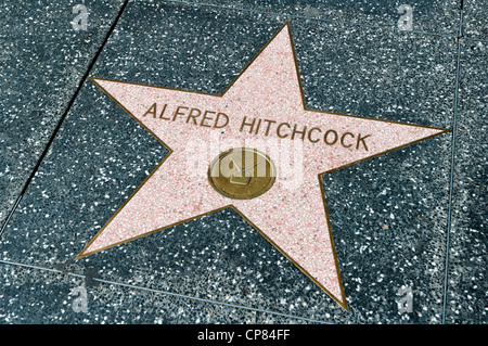 Alfred Hitchcock star on the Walk of Fame, Hollywood Boulevard, Los Angeles, California, USA Stock Photo