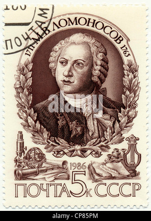 Historic postage stamps of the USSR, political motives, Historische Briefmarke, Michail Wassiljewitsch Lomonossow, 1986, UDSSR Stock Photo