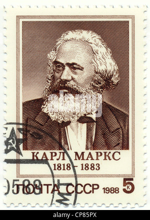 Historic postage stamps of the USSR, political motives, Historische Briefmarke, Karl Marx, 1988, UDSSR Stock Photo