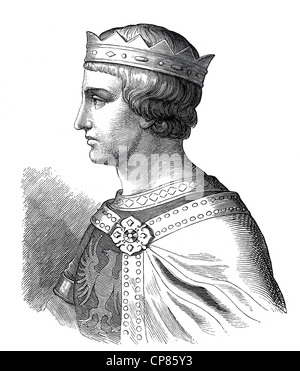 Frederick II, 1194 - 1250, Historical illustration, 19th century , Friedrich II. (1194 - 1250) aus dem Geschlecht der Staufer, K Stock Photo