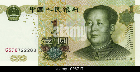 Banknote aus China, 1 Yuan, Mao Zedong oder Mao Tse-tung, 1999 Stock Photo