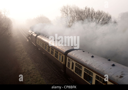 LMS steam locomotive 'Princess Elizabeth' pulling train in foggy conditions Stock Photo