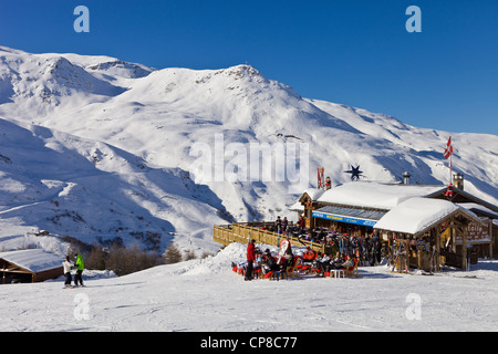 France, Savoie, Les Menuires, restaurant L'Etoile, ski resort in the Three Valleys, Des Bellevilles valley Stock Photo