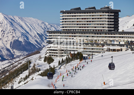 France, Savoie, Les Menuires, Brelin district, ski resort in the Three Valleys, Des Bellevilles valley Stock Photo
