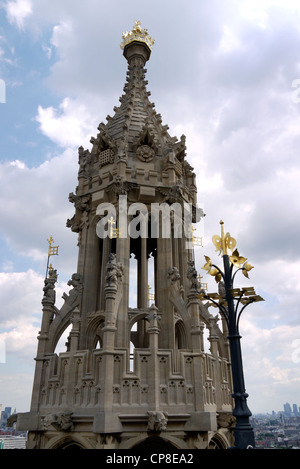 Corner turret, Victoria Tower, Palace of Westminster, Houses of Parliament, London, England Stock Photo