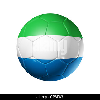 3D soccer ball with Sierra Leone team flag. isolated on white with clipping path Stock Photo