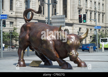 Bronze sculpture of bull on The Bund in Shanghai China Stock Photo - Alamy