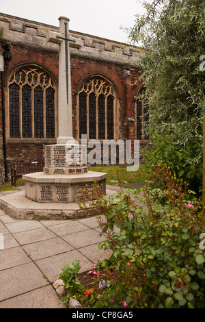 War memorial in the grounds of St Marys church, High St, Totnes, Devon, UK. Stock Photo