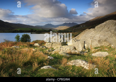 Morning view of Llyn Mymbyr in Snowdonia National Park, Wales, UK Stock Photo