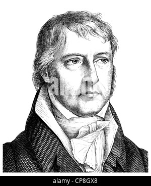 Georg Wilhelm Friedrich Hegel, 1770 - 1831, a German philosopher of German Idealism, Historische Zeichnung aus dem 19. Jahrhunde Stock Photo