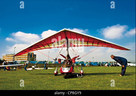Europe Italy Piedmont Turin  Airport of Collegno Word Air Games 2009  Motor Hang Gliding Stock Photo