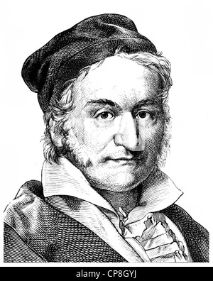 Johann Carl Friedrich Gauss, 1777 - 1855, a German mathematician, astronomer and physicist, Historische Zeichnung aus dem 19. Ja Stock Photo