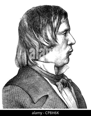 Robert Schumann, 1810 - 1856, a German composer and pianist of the Romantic, Historische Zeichnung aus dem 19. Jahrhundert, Port Stock Photo