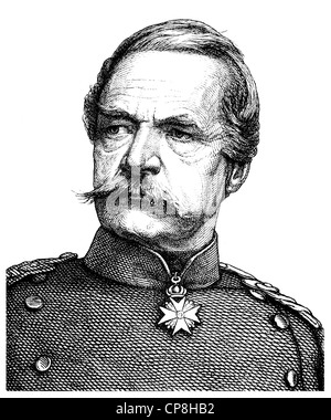 Albrecht Theodor Emil Graf von Roon, 1803 - 1879, a Prussian Field Marshal and politician, Historische Zeichnung aus dem 19. Jah Stock Photo