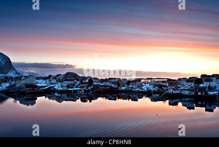 Sunrise over Reine village Stock Photo