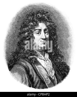 Jean Baptiste Racine, 1639 - 1699, an author of the French classicism, Historische Druck aus dem 19. Jahrhundert, Portrait von J