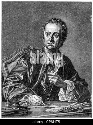 Denis Diderot, 1713 - 1784, a French writer, philosopher and Enlightenment philosopher, Historische Druck aus dem 19. Jahrhunder Stock Photo