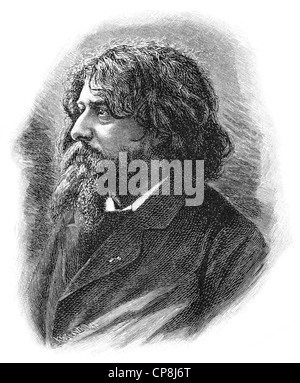 Alphonse Daudet, 1840 - 1897, a French writer, Historische Druck aus dem 19. Jahrhundert, Portrait von Alphonse Daudet, 1840 - 1 Stock Photo