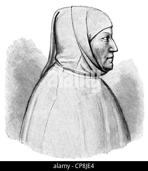 Francesco Petrarca or Petrarch, 1304 - 1374, an Italian poet and historian, Historische Zeichnung aus dem 19. Jahrhundert, Portr Stock Photo