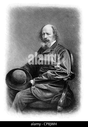 Alfred Tennyson, 1st Baron Tennyson, 1809 - 1892, a British poet of the Victorian era, Historische Zeichnung aus dem 19. Jahrhun Stock Photo