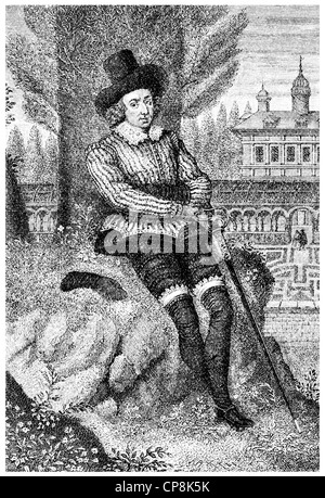 Sir Philip Sidney, 1554 - 1586, an English statesman, soldier and writer, Historische Zeichnung aus dem 19. Jahrhundert, Portrai Stock Photo