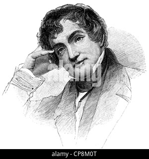 Washington Irving, 1783 - 1859, an American writer, Historische Zeichnung aus dem 19. Jahrhundert, Portrait von Washington Irvin Stock Photo