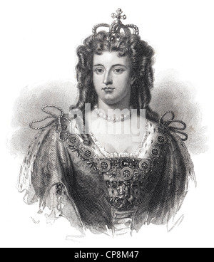 Anne Stuart, Queen of England, Scotland and Ireland, 17th – 18th Century, Historic steel engraving from the 19th century, Histor