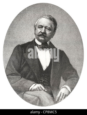 Ferdinand Marie Vicomte de Lesseps, 1805 - 1894, a French diplomat and initiator of the Suez Canal, Historic steel engraving fro Stock Photo