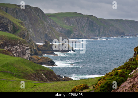 A view of the cliffs along the southeast coast of Scotland from St Abb's Head, Berwickshire, Scotland. June. Stock Photo