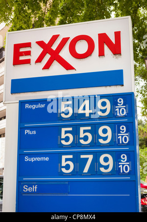 WASHINGTON, DC, USA - $5 gas price sign at Exxon service station on May 7, 2012.