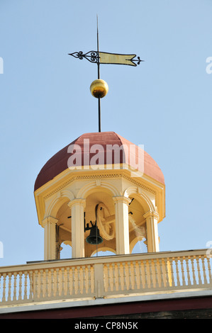 Cupola, bell and weathervane of the Old New Castle Courthouse in New Castle, Delaware Stock Photo