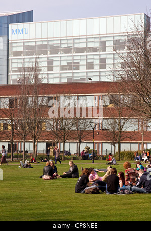 Students in All Saints Park on Manchester Metropolitan University campus, All Saints, Manchester, England, UK Stock Photo