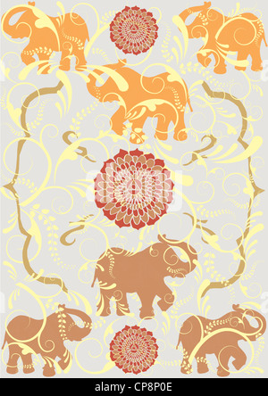 Traditional indian elephant background. Vector file available. Stock Photo