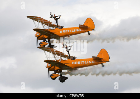 Breitling wingwalkers on display at the Abingdon Air Show England Stock Photo