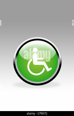 Green button showing disabled sign, close up Stock Photo