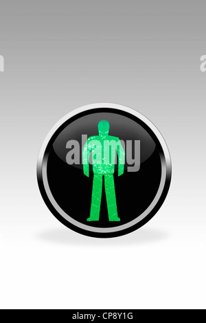 Black button showing dont walk signal, close up Stock Photo