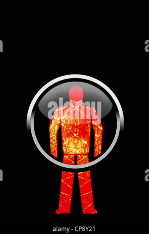 Black button showing dont walk signal, close up Stock Photo