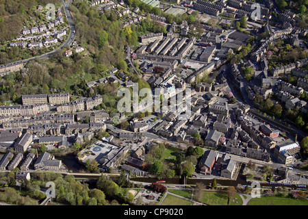 aerial view of Hebden Bridge Stock Photo