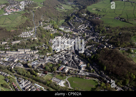 aerial view of Hebden Bridge Stock Photo