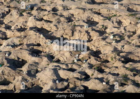 Small scale open pit gemstone mining in Merelani, aerial view, Arusha region, Tanzania Stock Photo