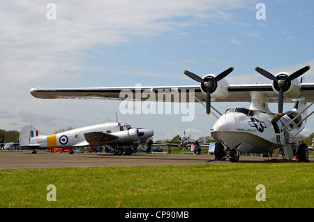 The Consolidated PBY Catalina was an American flying boat of WW2. This one is displayed at Abingdon Airshow 2012. Stock Photo