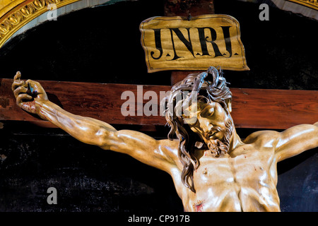 Europe Italy Piedmont Turin Cathedral Chapel of SS. Crucified  wooden crucifix By Francesco Borello 1727 Stock Photo