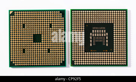 Two laptop processors on the white background Stock Photo